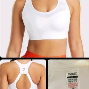 Gymshark White Open Back Training High Support Sports Bra Size XL.